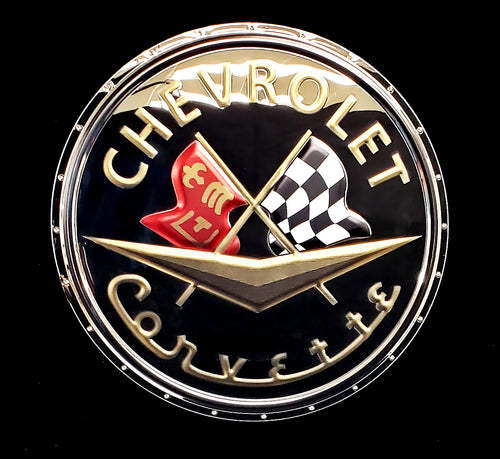 CORVETTE C1 BADGE CHROME EMBOSSED 22