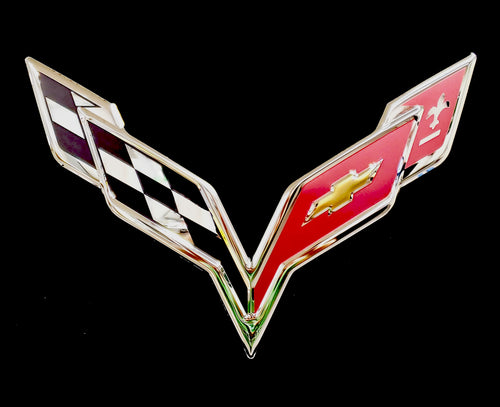 CORVETTE C7 FLAGS BADGE CHROME EMBOSSED 22
