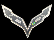 CORVETTE C7 FLAGS BADGE CHROME EMBOSSED 22"  GARAGE SIGN