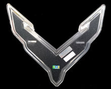 CORVETTE C8 FLAGS BADGE CHROME EMBOSSED 22"  GARAGE SIGN